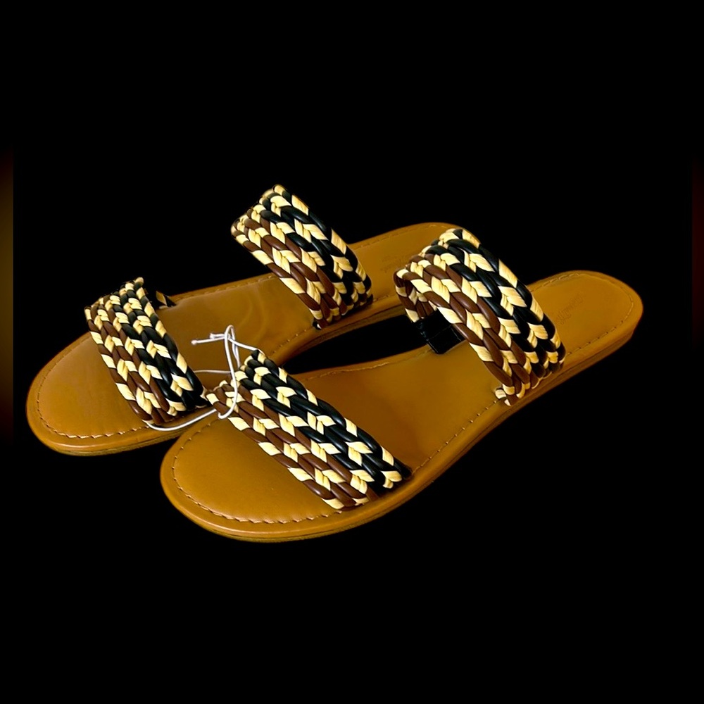 Target Black and Tan Sandals with Slide Style Size 9.5